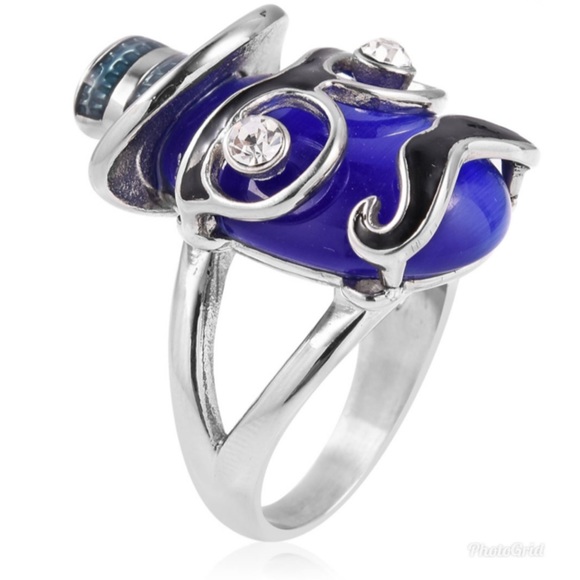 Sim. Navy Cats Eye Austrian Crystal Enameled Ring - Picture 3 of 6